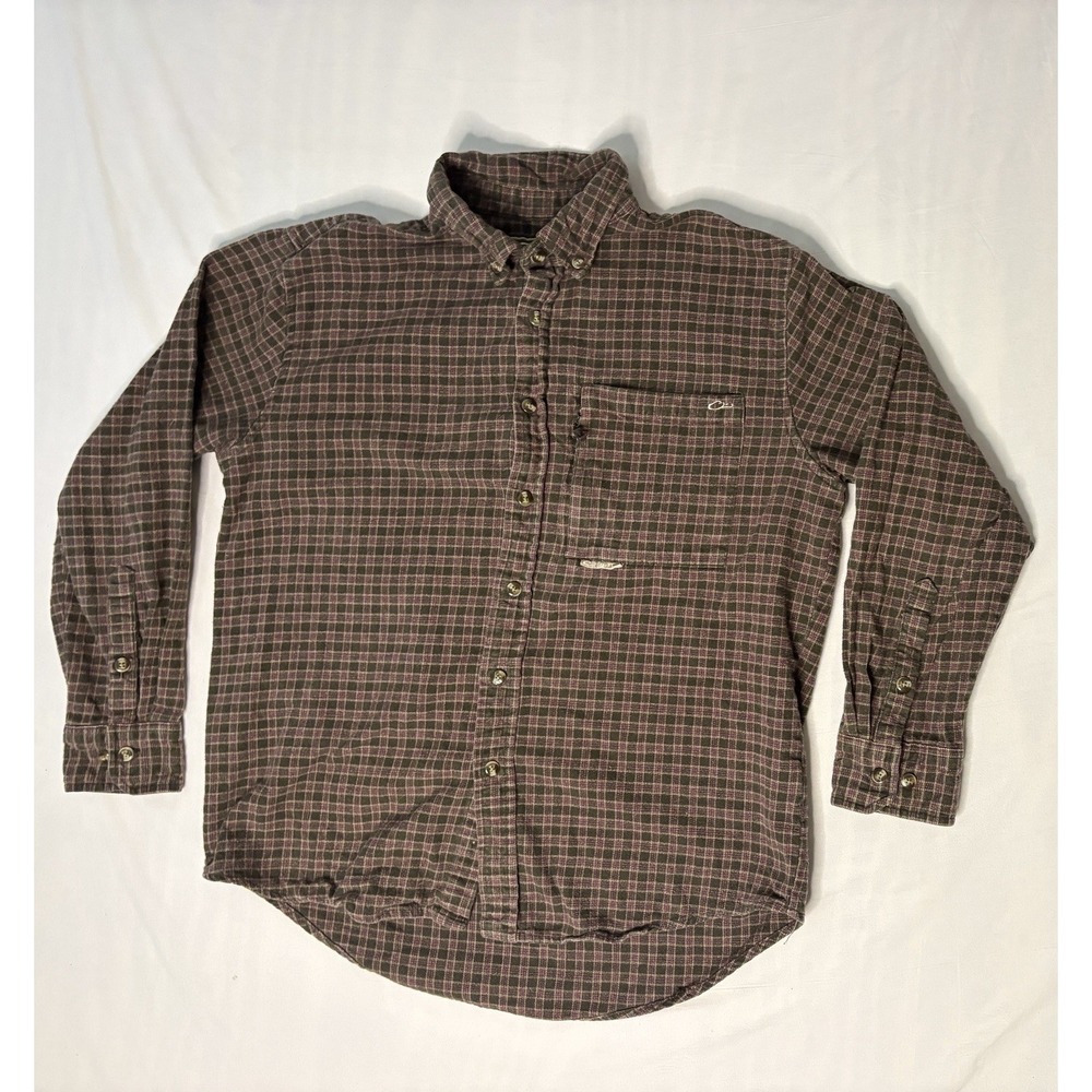 Drake Waterfowl Flannel Shirt Men's Size Medium Plaid Long Sleeve Button Up